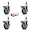 Service Caster 5'' Gray Poly Swivel 7/8'' Expanding Stem Caster Set with Brake, 4PK SCC-EX20S514-PPUB-PLB-78-4 - alternate 4